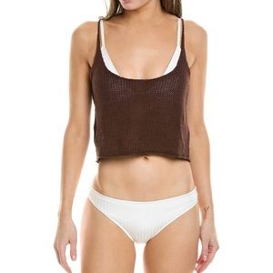 Onia Textured Linen Sweater Tank in dusty rose/clay